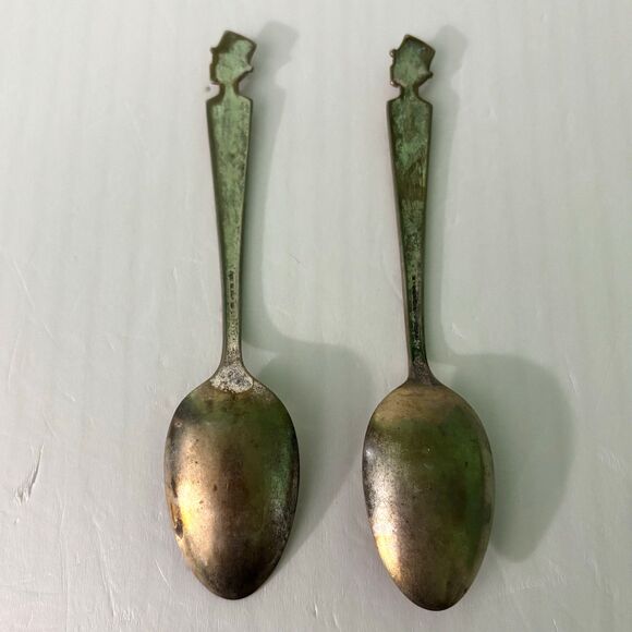 Charlie McCarthy Spoons Silver Plated Set 2 Dutchess Collectible Vintage - Picture 3 of 4